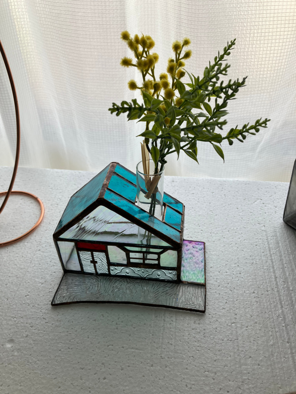 ステンドグラス　一輪挿し ステンドグラス一輪挿し/ブルー 花器 花瓶 インテリア雑貨・生活道具