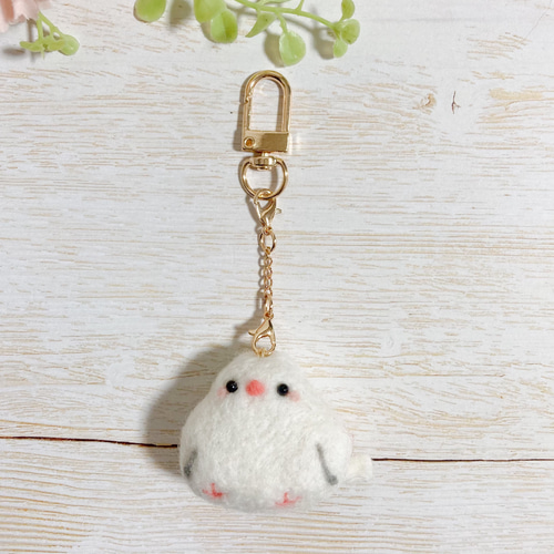 ♡手のひらサイズの白文鳥 羊毛フェルト♡スマホ画面クリーナーにも