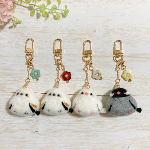 ♡手のひらサイズの白文鳥 羊毛フェルト♡スマホ画面クリーナーにも