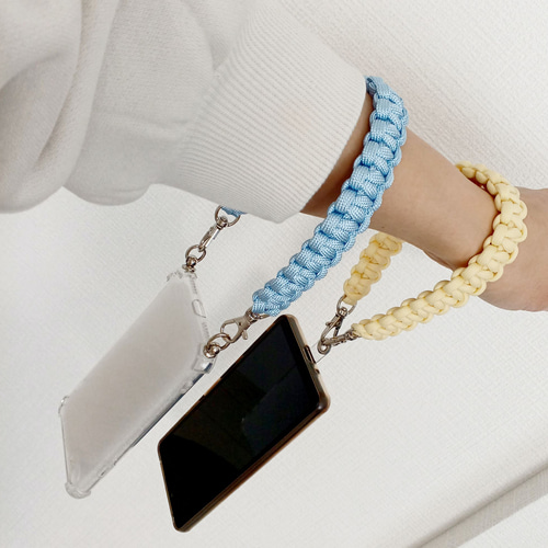 ネオンイエロー×ネオンピンク：スマホハンドストラップ・バッグ