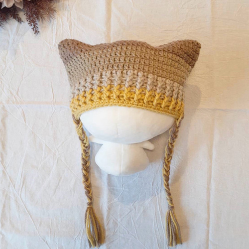 猫耳帽子】春秋冬∞三つ編み付き∞子供用. 帽子(ベビー・キッズ) k.k  