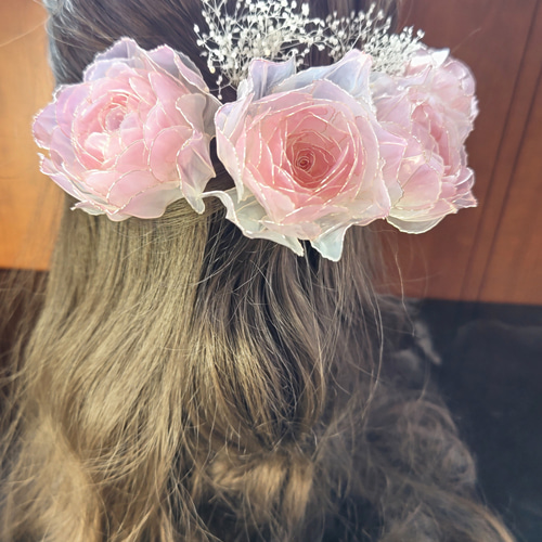 薔薇のヘアアクセサリー 6点セット ピンク ヘッドドレス