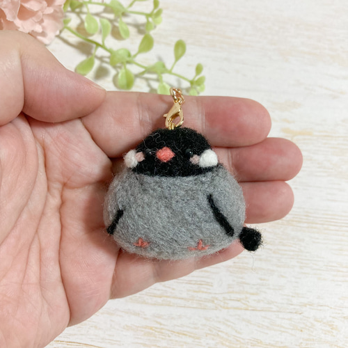 ♡手のひらサイズの桜文鳥 羊毛フェルト♡スマホ画面クリーナーにも