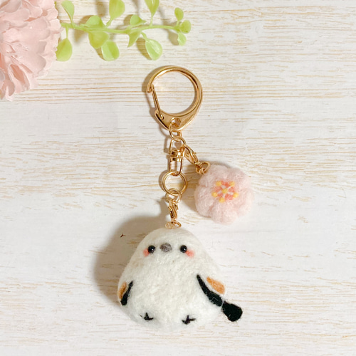 ♡手のひらサイズの桜文鳥 羊毛フェルト♡スマホ画面クリーナーにも