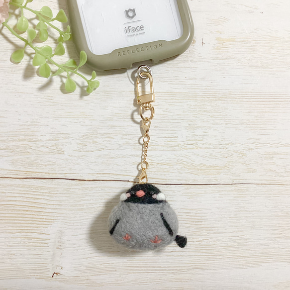 ♡手のひらサイズの桜文鳥 羊毛フェルト♡スマホ画面クリーナーにも