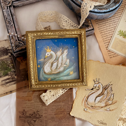 白鳥の王さま-C / 原画 アンティーク インテリアアート 日本画