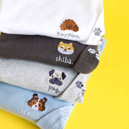 2025新作】選べる犬種74種！ワンポイント犬刺繍Tシャツ 名入れ可