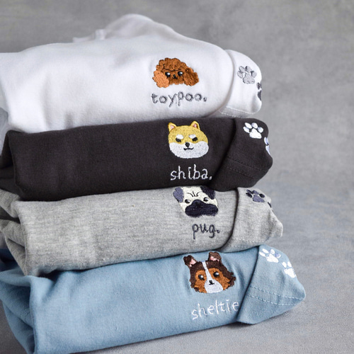 ペット刺繍 2025新作】選べる犬種74種！ワンポイント犬刺繍Tシャツ 名入れ可