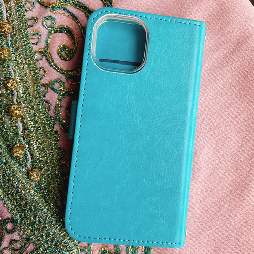 新品・ 未使用 iPhone 16e スマホケース ターコイズ 手帳型 新品・ 未