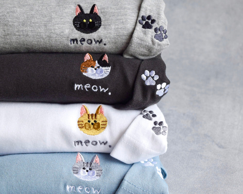2025新作】選べる猫28種！ワンポイント猫刺繍Tシャツ 名入れ可
