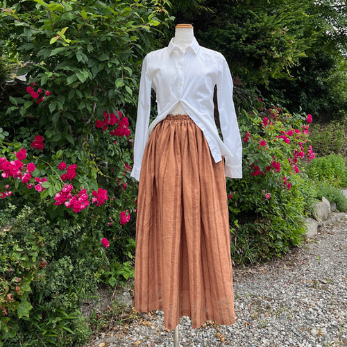 播州織柿渋染めスカート24030 ロングスカート（マキシ丈） 布一途 通販