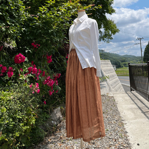 播州織柿渋染めスカート24030 ロングスカート（マキシ丈） 布一途 通販