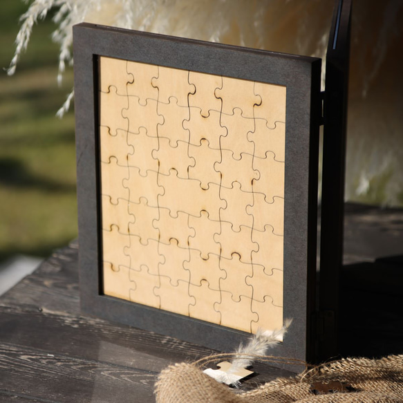 フォトフレーム付きパズルピースの結婚証明書/名入れ【W】 4枚目の画像