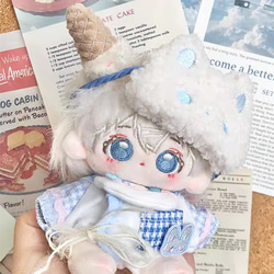 10cmぬいぐるみ 着せ替えぬいぐるみ ブブ 白髪水色目 アイスクリーム