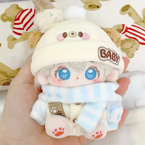 10cmぬいぐるみ 着せ替えぬいぐるみ ブブ 白髪水色目 アイス