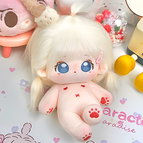 20cmぬいぐるみ 着せ替えぬいぐるみ コイ 白髪水色目 アイスクリーム