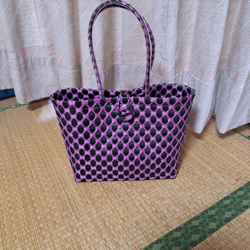 プラかごバッグ PPバッグ【S】【パープルXピンクXホワイト】-アジアン