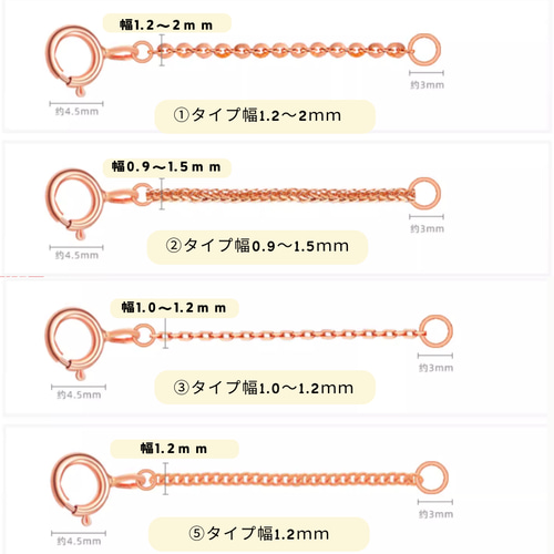 18Kk18YG AU750 18金 5タイプ幅0.9～2mm3センチと5センチの3色