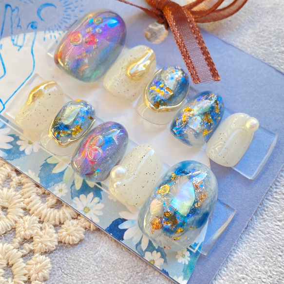 サイズオーダー】宝石みたいなニュアンスネイルチップ マグネット  