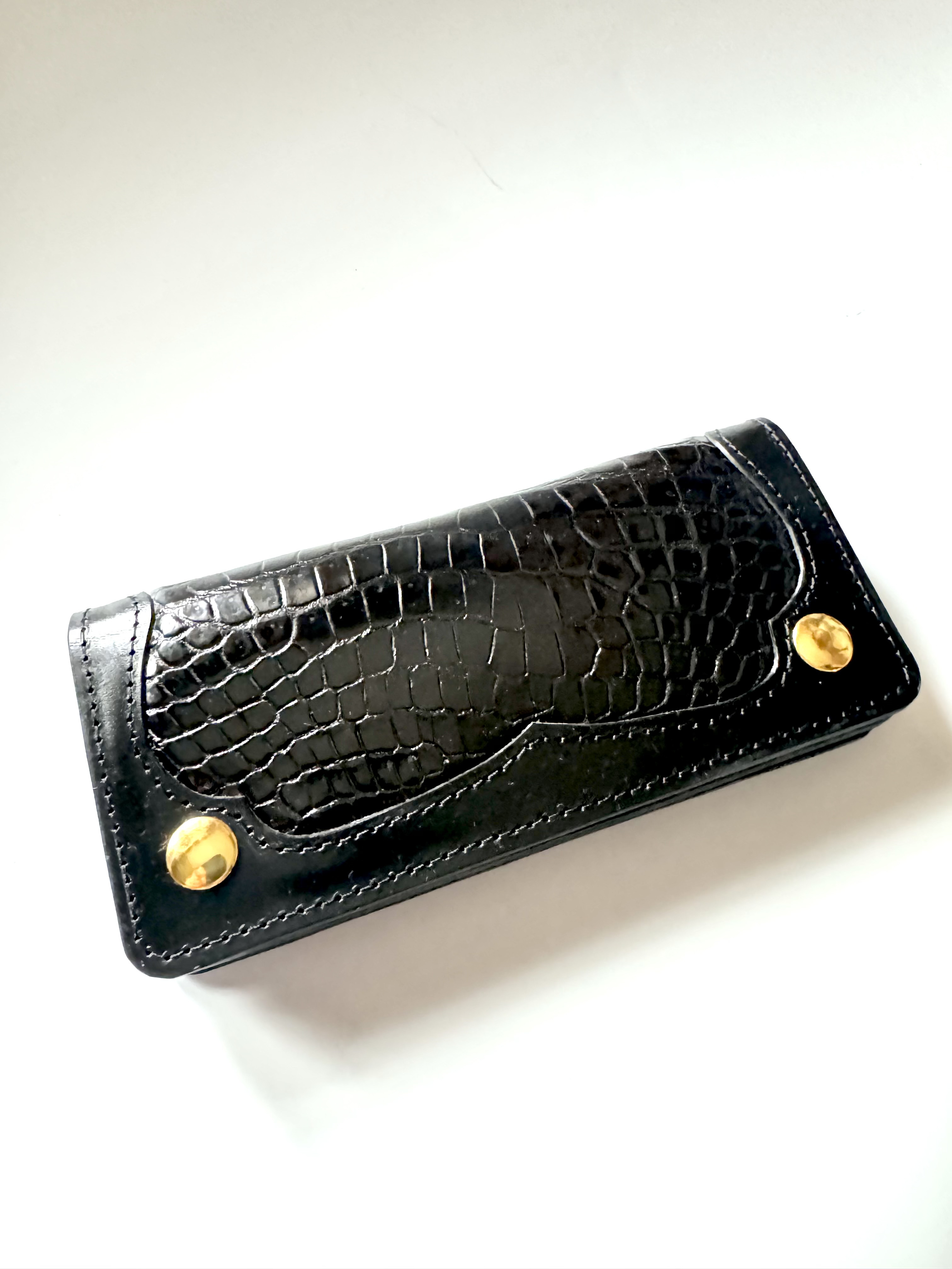 ブラックレザー クロコダイル型ホルスターウォレット ブラックレザー クロコダイル型ホルスターウォレット