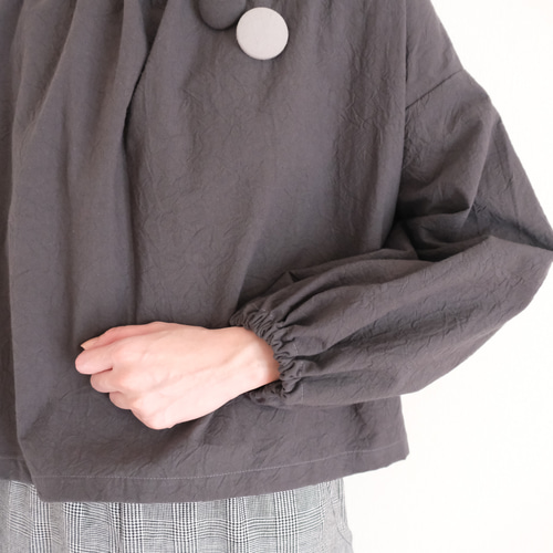 フリルブラウス 墨黒 しわ加工 長袖 ブラウス POPO 通販 17827217