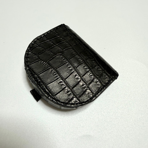 馬蹄型コインケース ポロサス クロコダイル ブラック マット