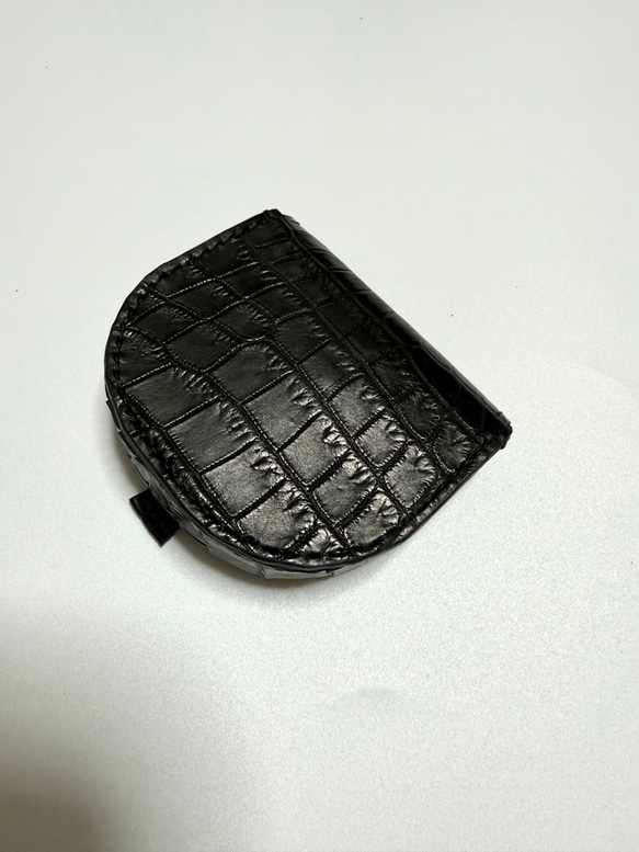 馬蹄型コインケース ポロサス クロコダイル ブラック マット 小銭入れ