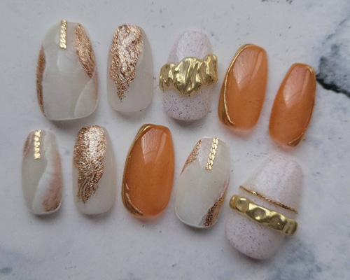 ニュアンスネイル オレンジ ちゅるん ネイルチップ ハンドメイド 19425cb9efffbf5f1ab0a21fb661e2