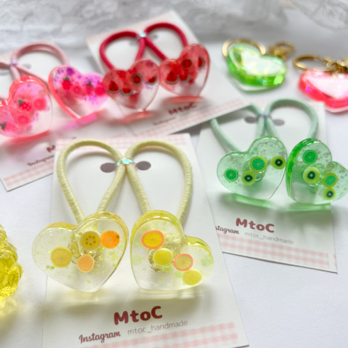 レジン＊くまちゃん フラワー ヘアゴム⟡.·*. 【レジン】ドライ
