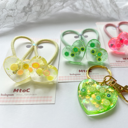 レジン キラキラフルーツヘアゴム キッズ 夏 】子供 ヘア