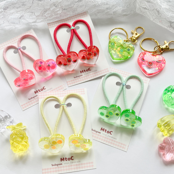 イチゴde花畑ヘアゴム | わたしのレジン備忘録
