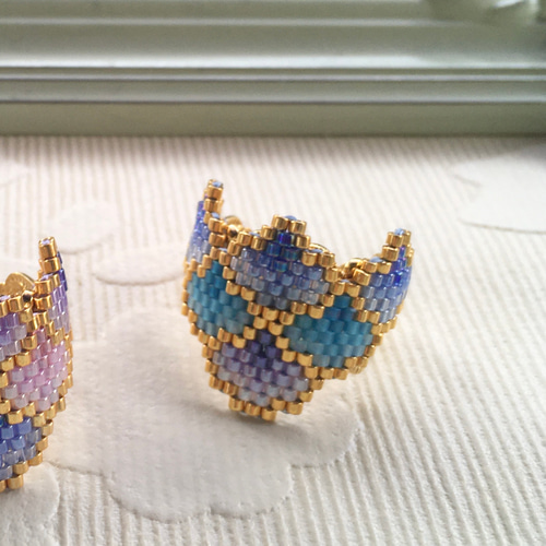 シェイプドステッチでつくる＊人魚の鱗のリング キット Blooming beads