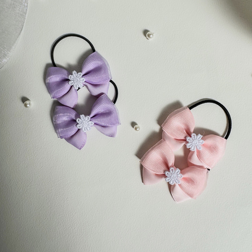 オーガンジーリボン♡ツイン♡シェル♡ヘアゴム