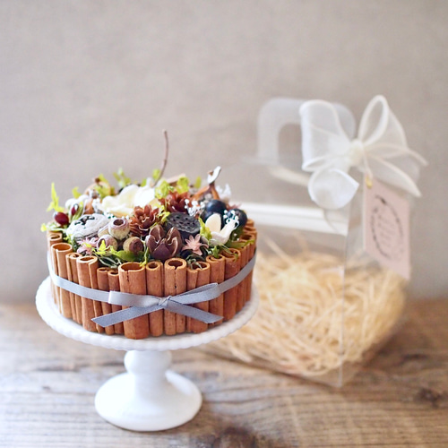 木の実のケーキアレンジ ドライフラワー モリネコ工房 通販 17827812