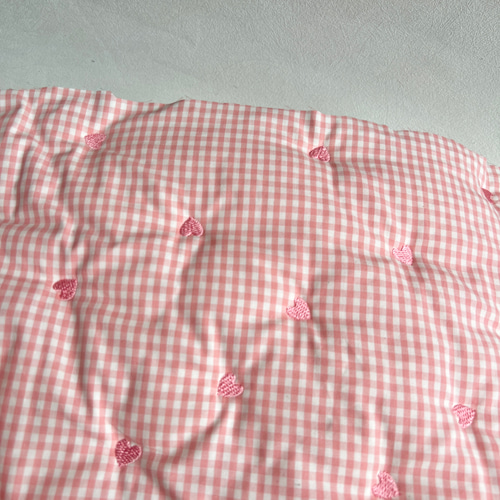 originalヌビ生地（ギンガムチェック×ミニハート） 韓国生地 3カラー