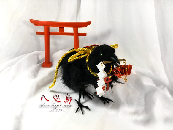 八咫烏　鴉　カラス　鳥　黒鳥　幻獣　羊毛フェルト　アートドール 羊毛フェルト 猫 リアル オーダーメイド 展示作品 オーダー I1934437785(14820円)