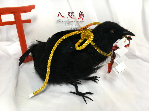 八咫烏　鴉　カラス　鳥　黒鳥　幻獣　羊毛フェルト　アートドール 羊毛フェルト 猫 リアル オーダーメイド 展示作品 オーダー I1934437785(14820円)