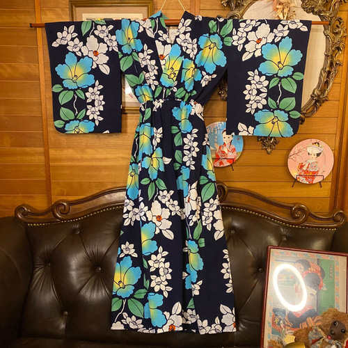 和洋折衷 浴衣 リメイク ワンピース ドレス 帯サッシュベルト レトロ  