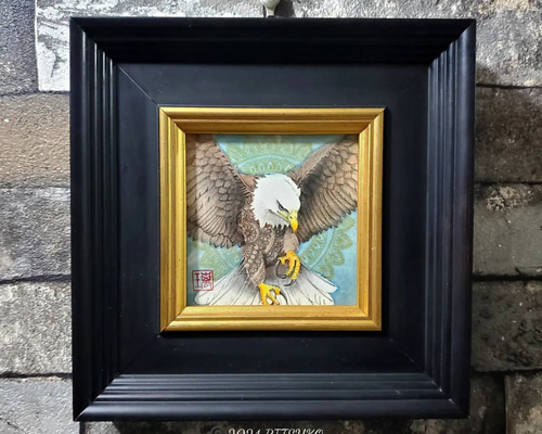 原画 1点もの 額装付き ボールペン画 ボールペンアート 色鉛筆画