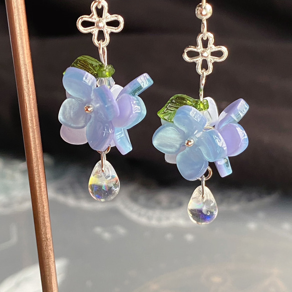 紫陽花に梅雨のピアス/イヤリング エンドレスサマー ピアス（フック  