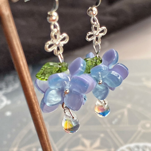紫陽花に梅雨のピアス/イヤリング エンドレスサマー ピアス（フック  