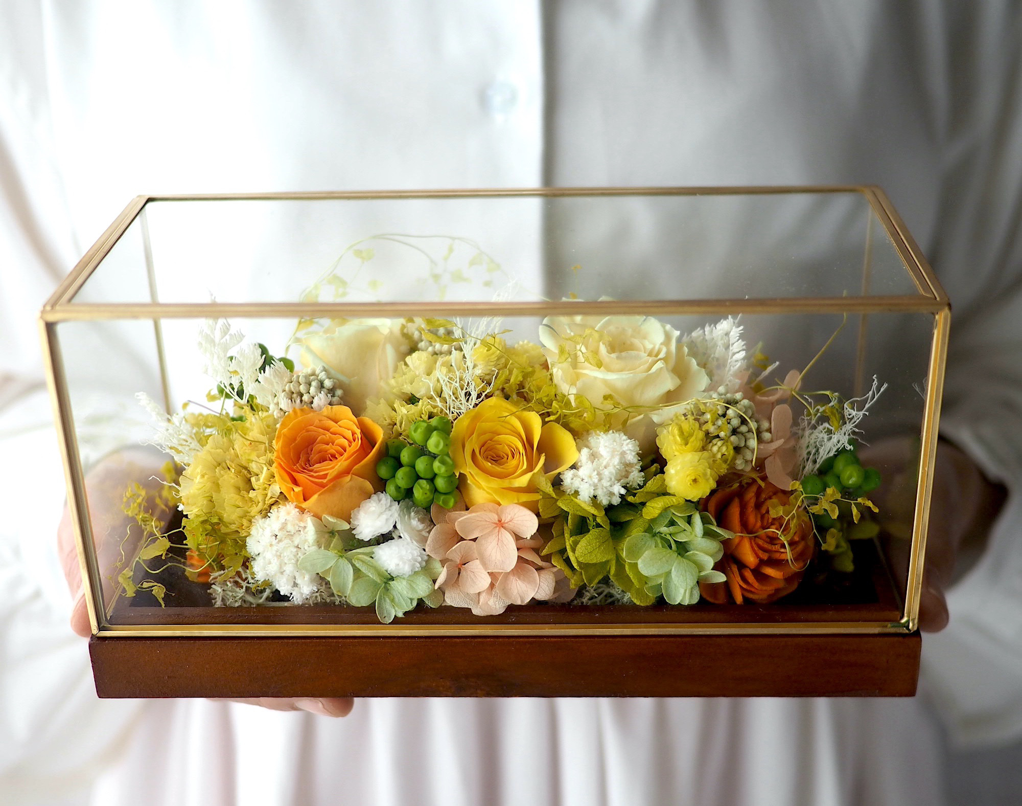 退職祝い 送別ギフトに ビタミンカラーのアレンジメント -Iron gold (L)-