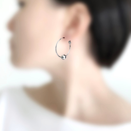 シルバービーズ】アイヌ ニンカリ風ピアス フープピアス／30mm ピアス 