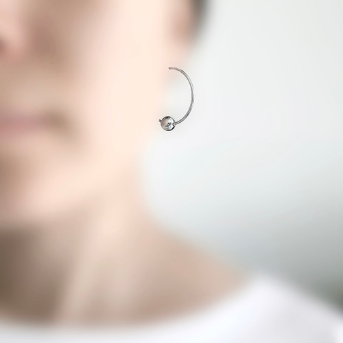 シルバービーズ】アイヌ ニンカリ風ピアス フープピアス／30mm ピアス 