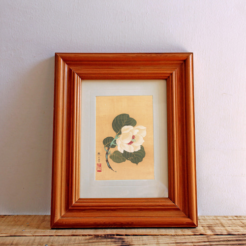 NO.586】白い花の日本画アートポスター☆和柄植物浮世絵お正月和モダン