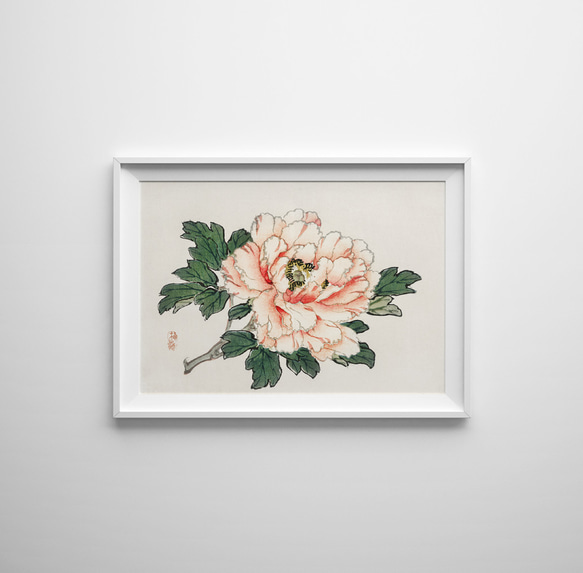 NO.587】牡丹の花の日本画アートポスター☆和柄植物浮世絵お正月
