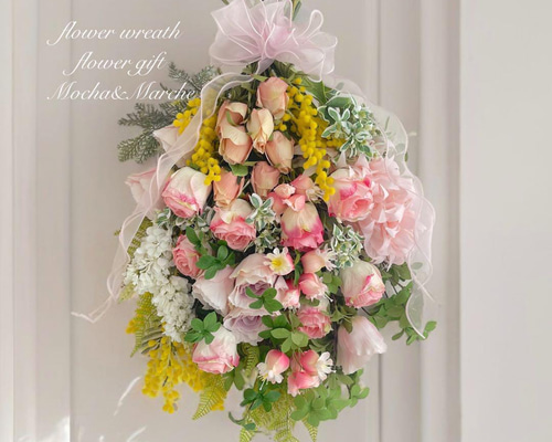 10年記念価格 ナチュラルフラワースワッグ 造花 光触媒フラワー 1点物 リース 10年記念価格 ナチュラルフラワースワッグ 造花 光触媒フラワー