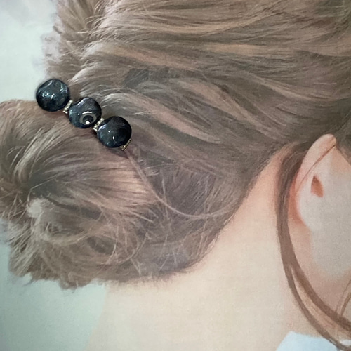 ガラス カボション ヘアアクセサリー ヘアクリップ シルバー ガラス