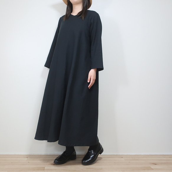 大人のゆったりドレス 袖丈・着丈・色選べる Aラインワンピース