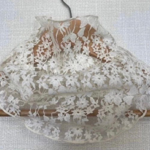 生成り色ホワイト花柄シングルウェーブ手作りネックウォーマー新品  